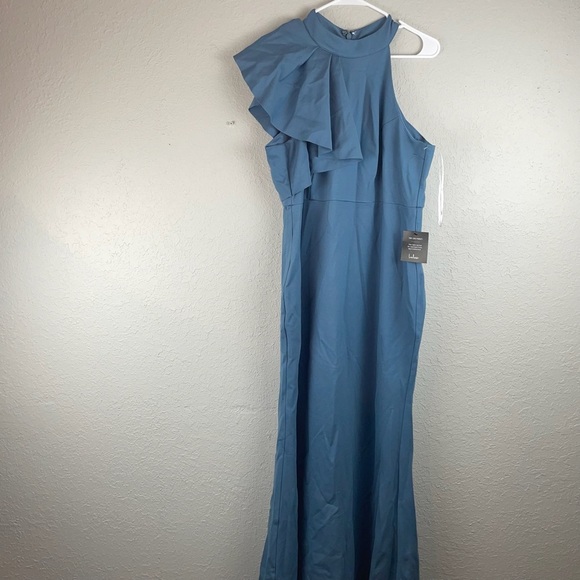 Lulus Margaux One shoulder maxi dress in slate NEW - Picture 6 of 16